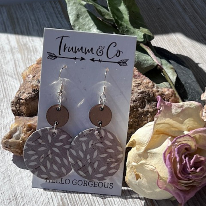 Lightweight Earrings|Cork|Leather|Mum Design| Trumm & Co.