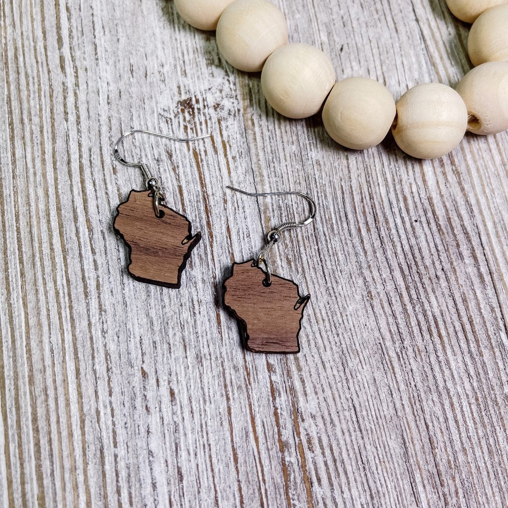Wisconsin 3/4" Walnut Dangle earrings 